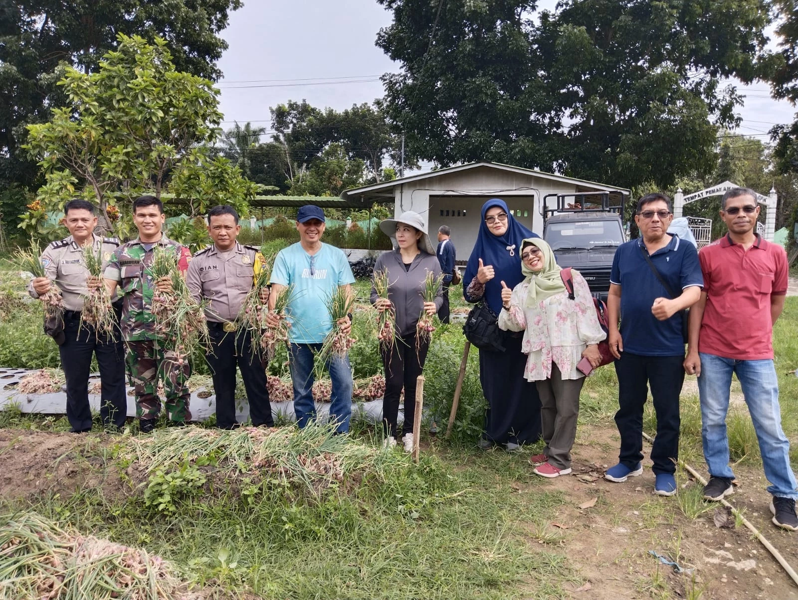 Babinsa Koramil 01/ Siantar Utara Dampingi Panen Bawang Merah Warganya